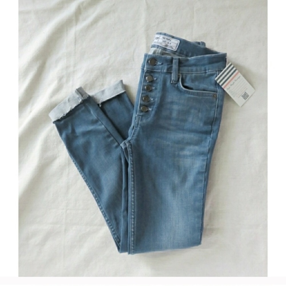 FREE PEOPLE raw hem exposed button fly jean